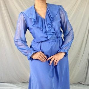 1990s periwinkle ruffle midi dress❄️💙